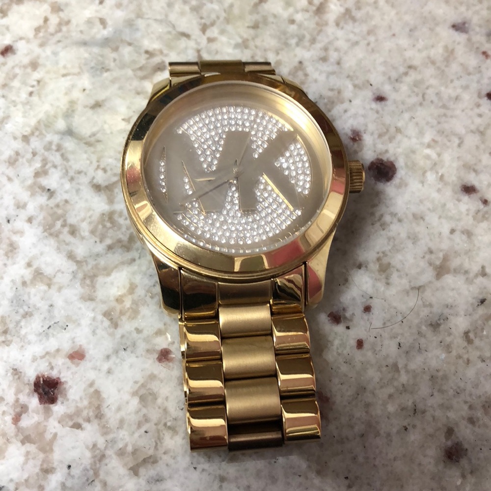 Michael Kors gold and rhinestone watch